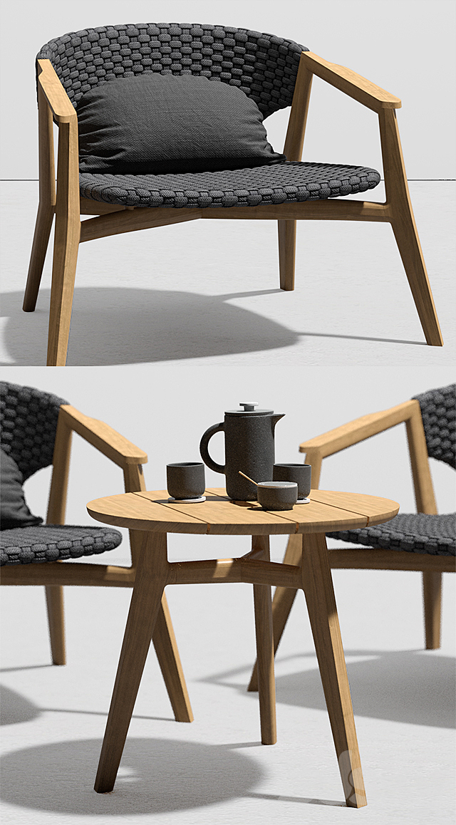 Ethimo Knit Lounge Armchair An Knit Coffee Table 3DSMax File - thumbnail 2