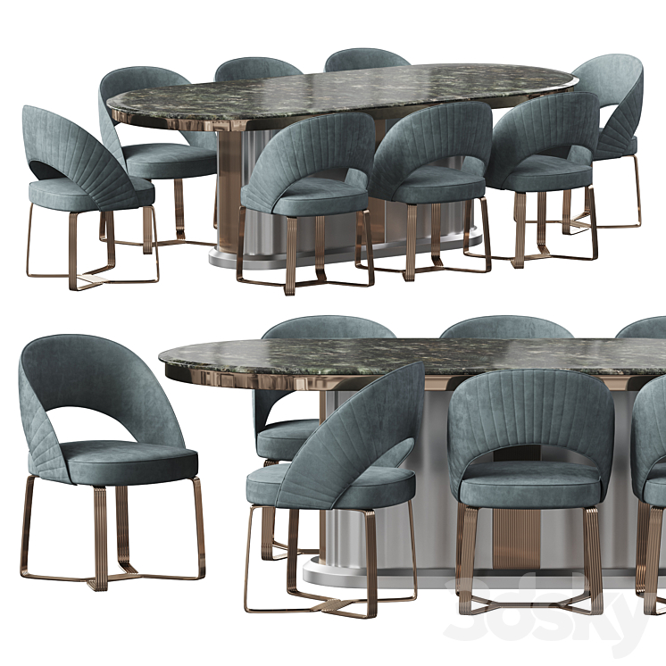 Etra dining table and chairs 3DS Max Model - thumbnail 1