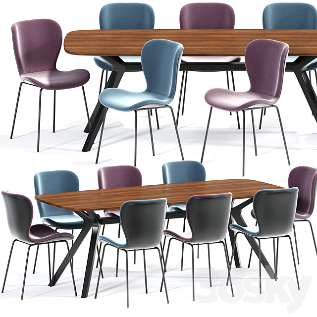 Etta Dining Chair Table Set 3DSMax File - thumbnail 1