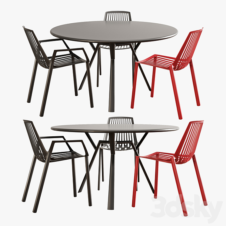 Fast dining set (rion + radice quadra) 3DS Max - thumbnail 1