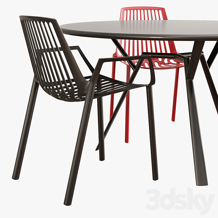 Fast dining set (rion + radice quadra) 3DS Max - thumbnail 2