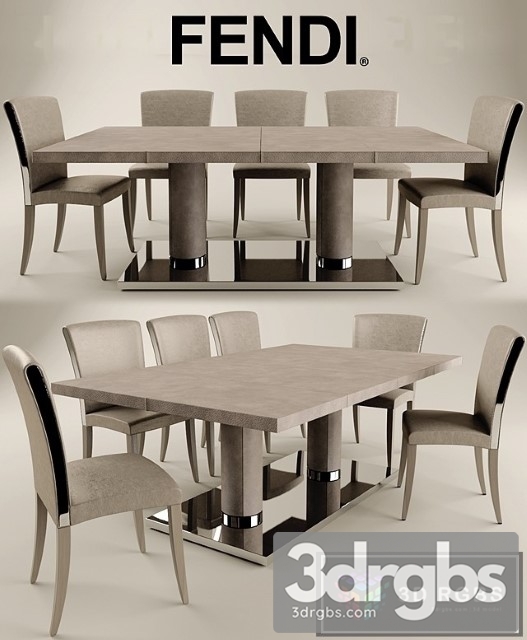 Fendi Bernini Elisa Table and Chair 3dsmax Download - thumbnail 1