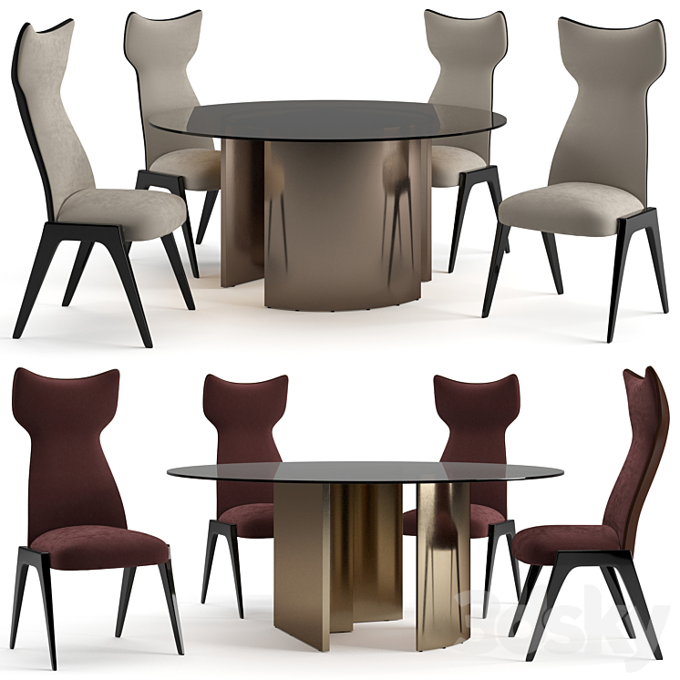 Fendi Casa Dinning set 3DS Max Model - thumbnail 1