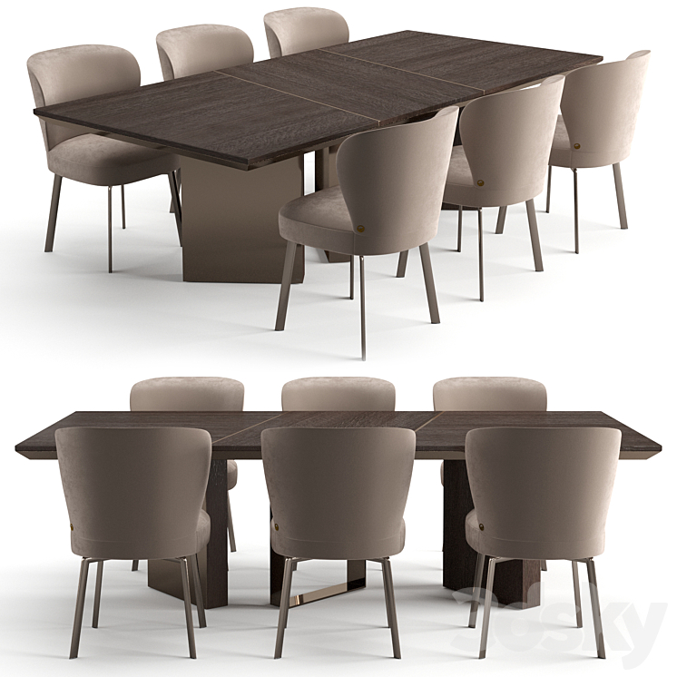 Fendi Casa dinning set 3DS Max Model - thumbnail 1