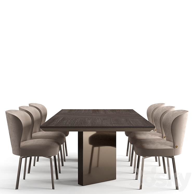 Fendi Casa dinning set 3DS Max Model - thumbnail 2