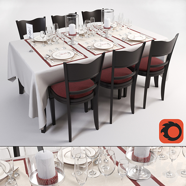 festive table 3ds Max - thumbnail 1