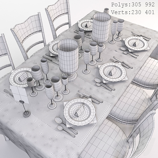 festive table 3ds Max - thumbnail 3