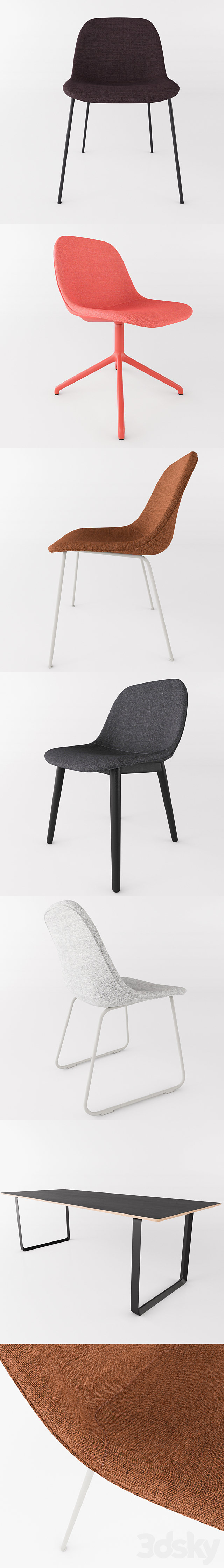 FIBER SIDE CHAIR + 70_70 Table by MUUTO 3DS Max Model - thumbnail 2