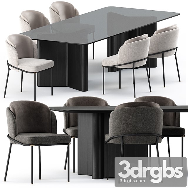 Fil noir chair and lou dining table by minotti - thumbnail 1