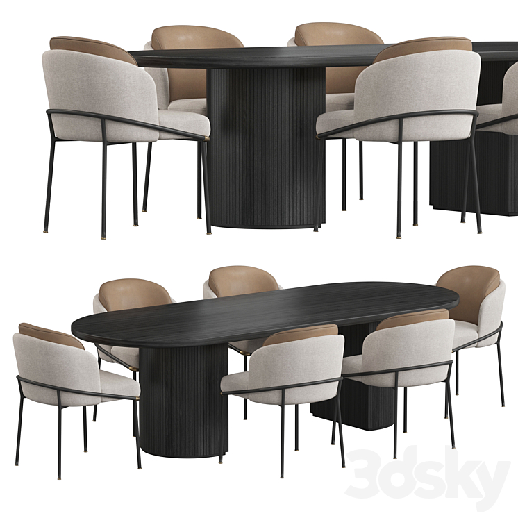 Fil Noir Gubi Moon Dining Table 3DS Max Model - thumbnail 1