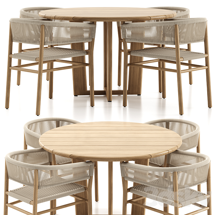 Fiske Dining Set 3DS Max Model - thumbnail 1