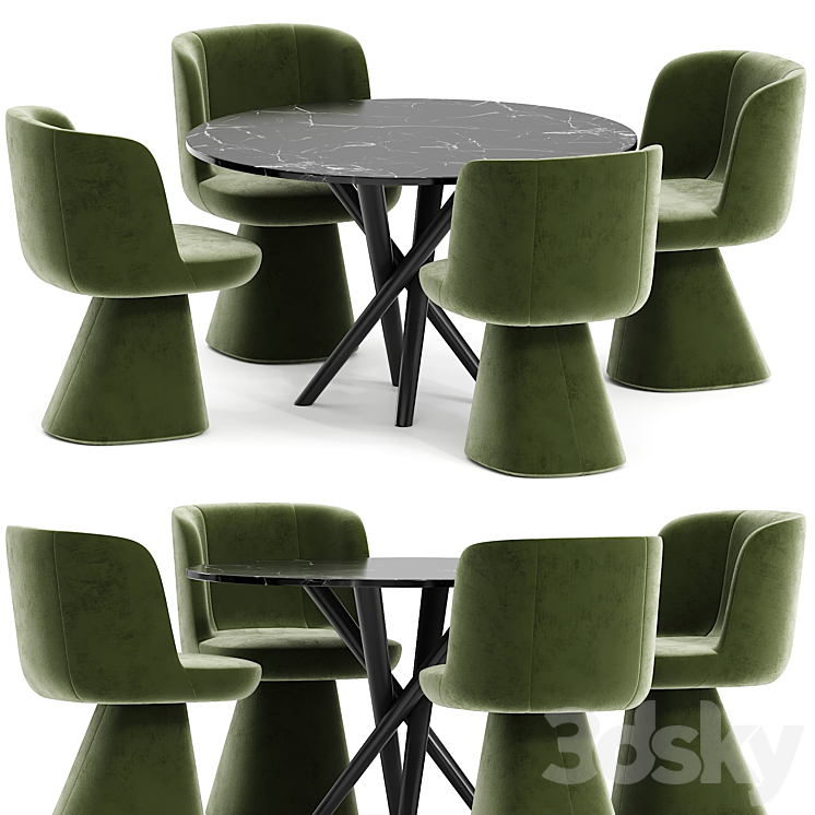 FLAIR O’ chair and Marble table 3DS Max Model - thumbnail 1