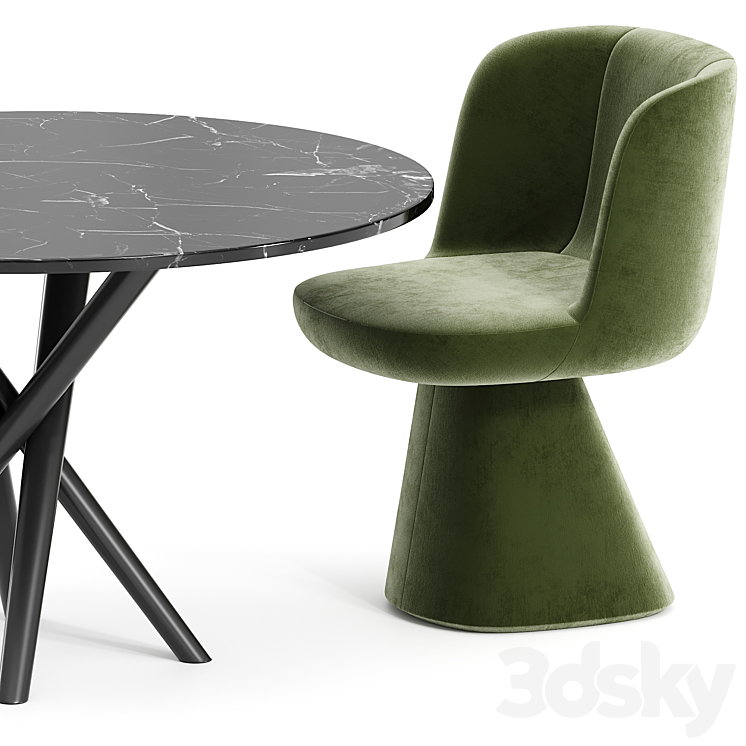 FLAIR O’ chair and Marble table 3DS Max Model - thumbnail 2