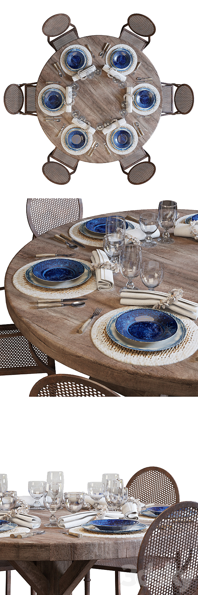 Flamant dining set 001 3DS Max Model - thumbnail 2