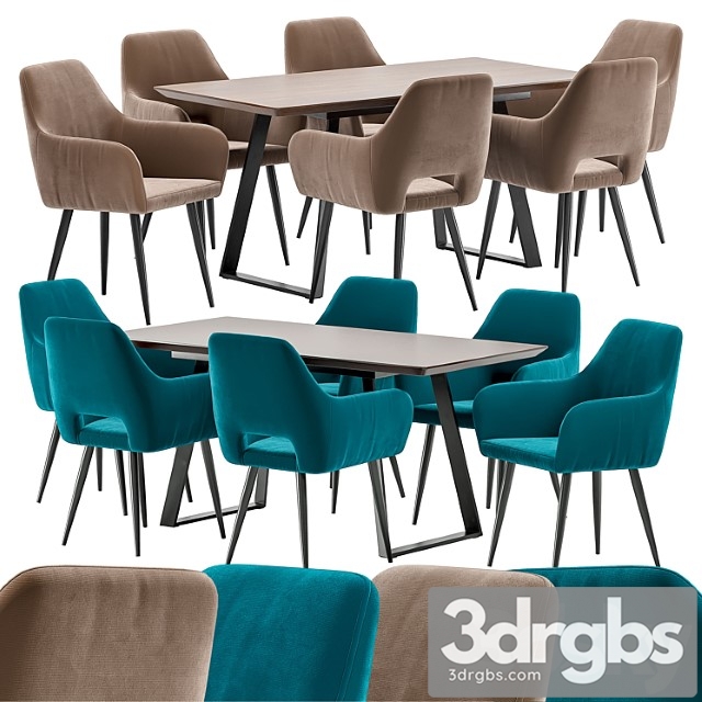 Flech Dining Chair and Stockholm Table 3dsmax Download - thumbnail 1