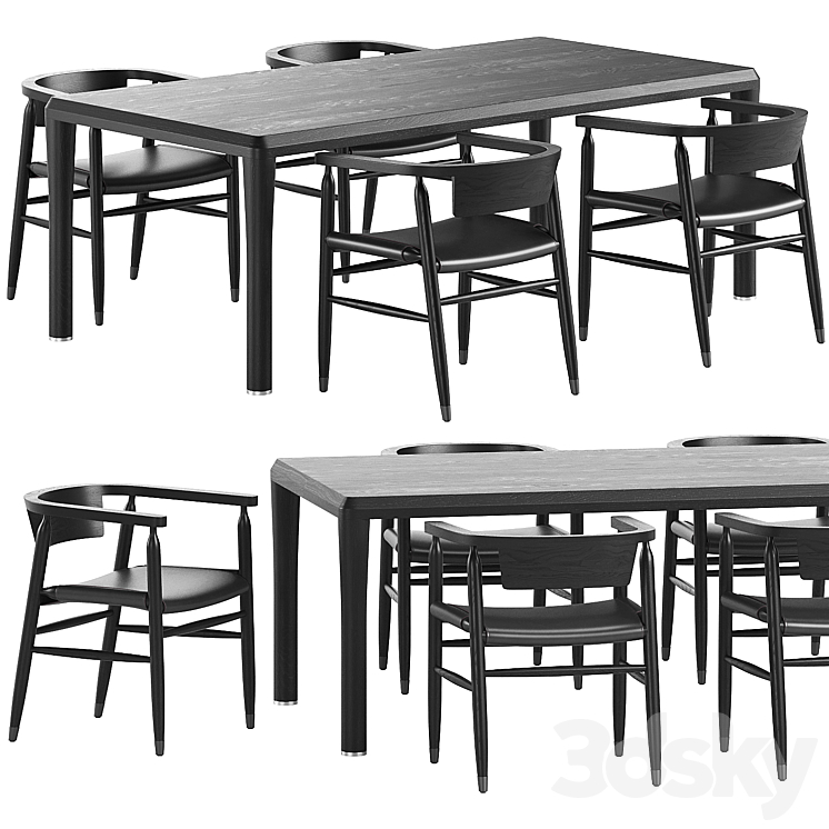 Flexform Dining Set 3DS Max Model - thumbnail 1