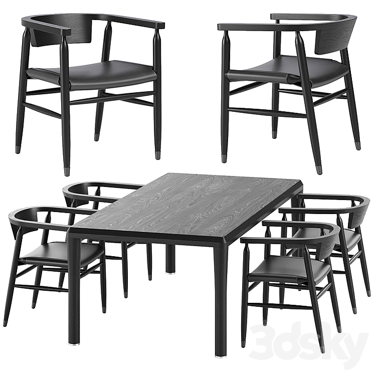 Flexform Dining Set 3DS Max Model - thumbnail 2