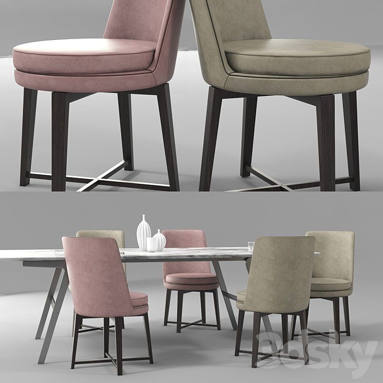 Flexform Dining Set 3DS Max - thumbnail 2