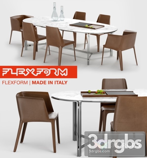 Flexform Dining Set 3dsmax Download - thumbnail 1