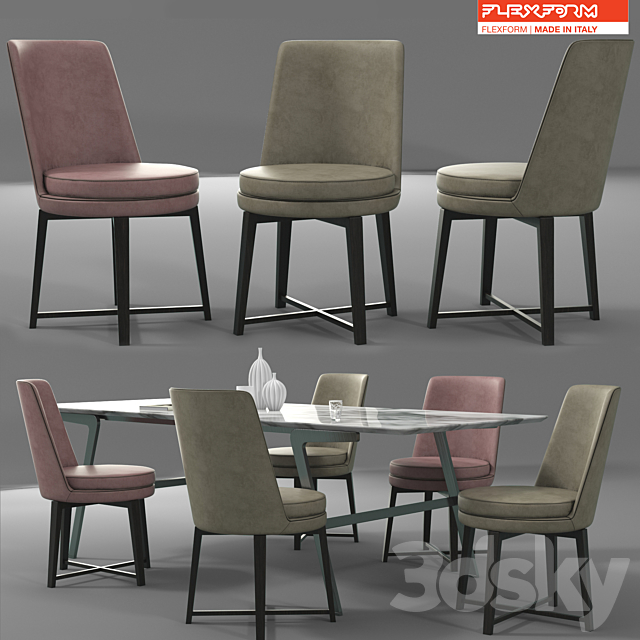 Flexform Dining Set 3DSMax File - thumbnail 1