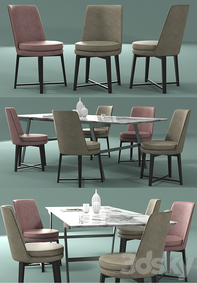 Flexform Dining Set 3DSMax File - thumbnail 3