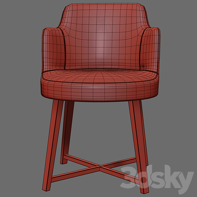 Flexform Hera Chair and Zefiro Table 3DS Max Model - thumbnail 3