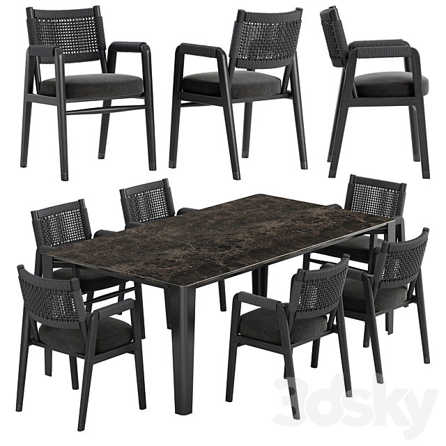 Flexform Ortigia chair Iseo table set 3DSMax File - thumbnail 1