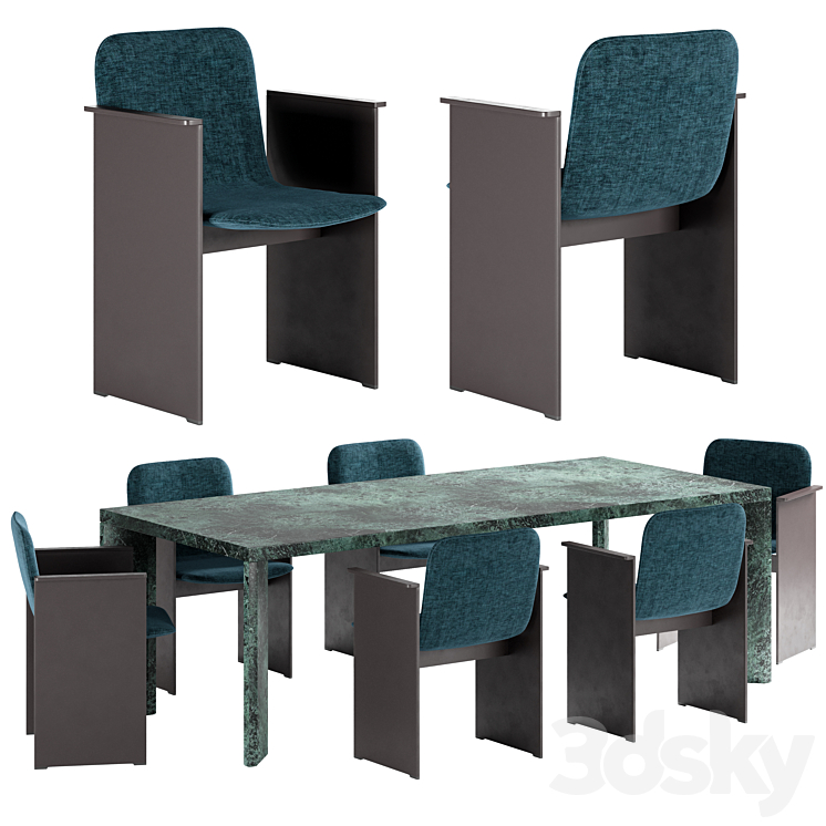 Flutz Chair & Ordinal Table by Cassina 3DS Max - thumbnail 1