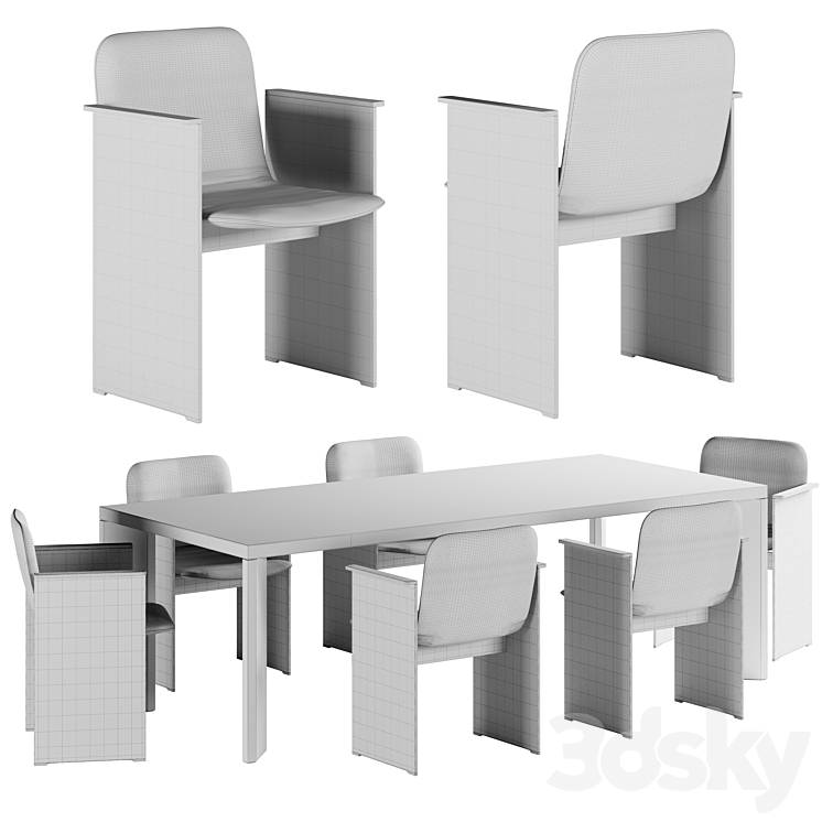 Flutz Chair & Ordinal Table by Cassina 3DS Max - thumbnail 2