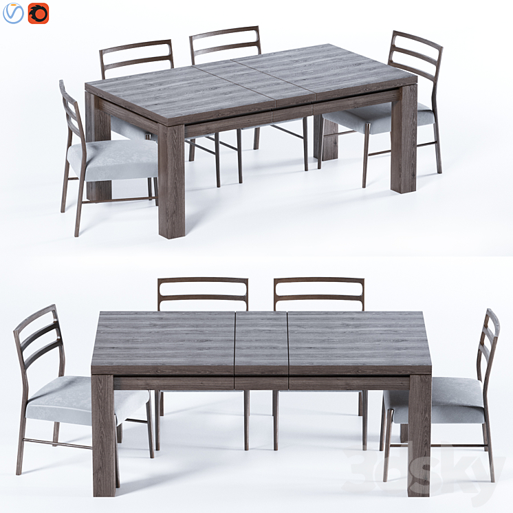 Folsom Storage Extending Dining Table 3DS Max Model - thumbnail 1