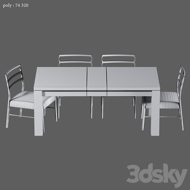 Folsom Storage Extending Dining Table 3DS Max Model - thumbnail 2