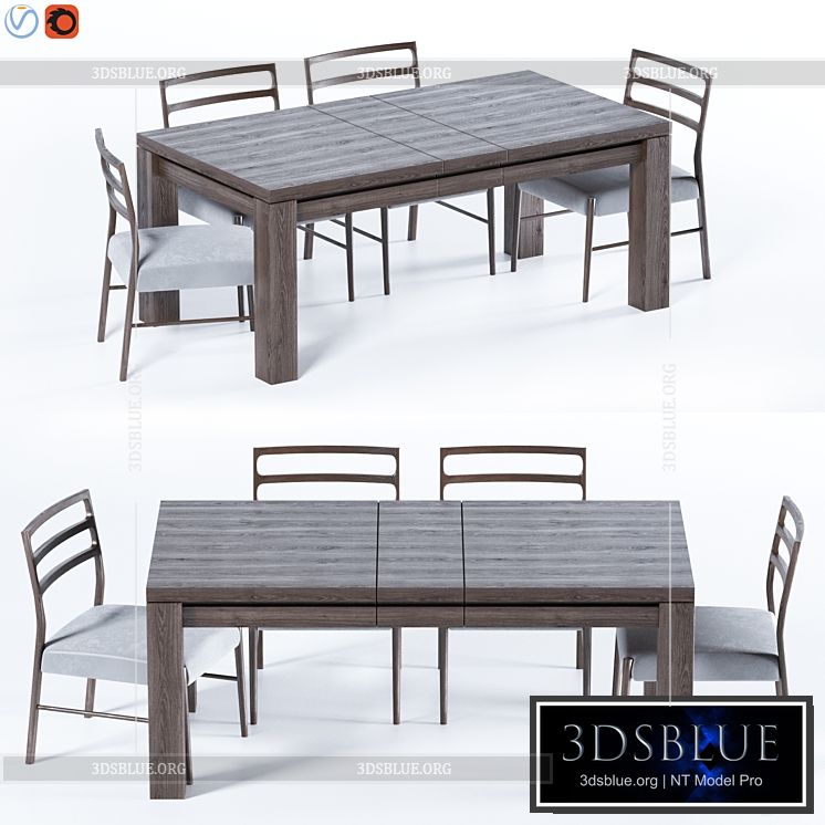 Folsom Storage Extending Dining Table 3DS Max - thumbnail 3