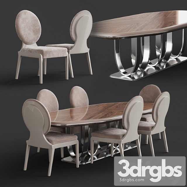 Francesco molon f545 dining table with s545 dining chair - thumbnail 1