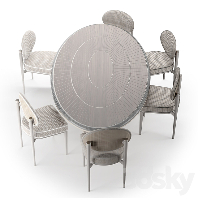 Frato Dining Table Bremen & Dining Chair Crete 3DS Max Model - thumbnail 3