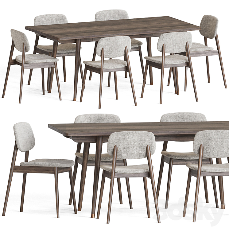 Frey Chair Larson Table Dining Set 3DS Max - thumbnail 1