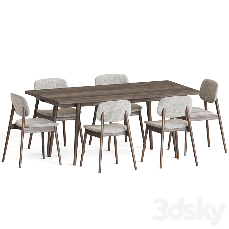 Frey Chair Larson Table Dining Set 3DS Max - thumbnail 2