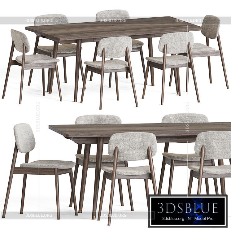 Frey Chair Larson Table Dining Set 3DS Max - thumbnail 3