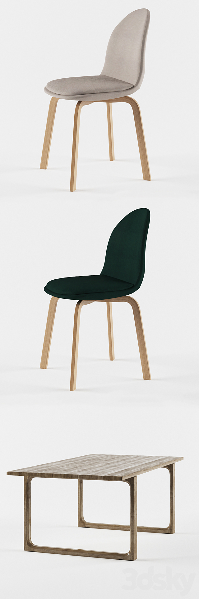 Fritz Hansen Sammen Chair and the table 3DSMax File - thumbnail 2