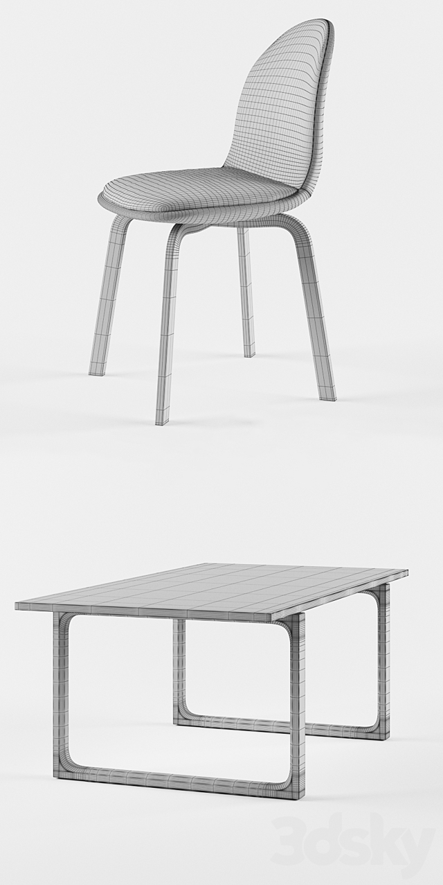 Fritz Hansen Sammen Chair and the table 3DSMax File - thumbnail 3