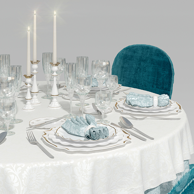 Furniture for banquet 3DS Max Model - thumbnail 2