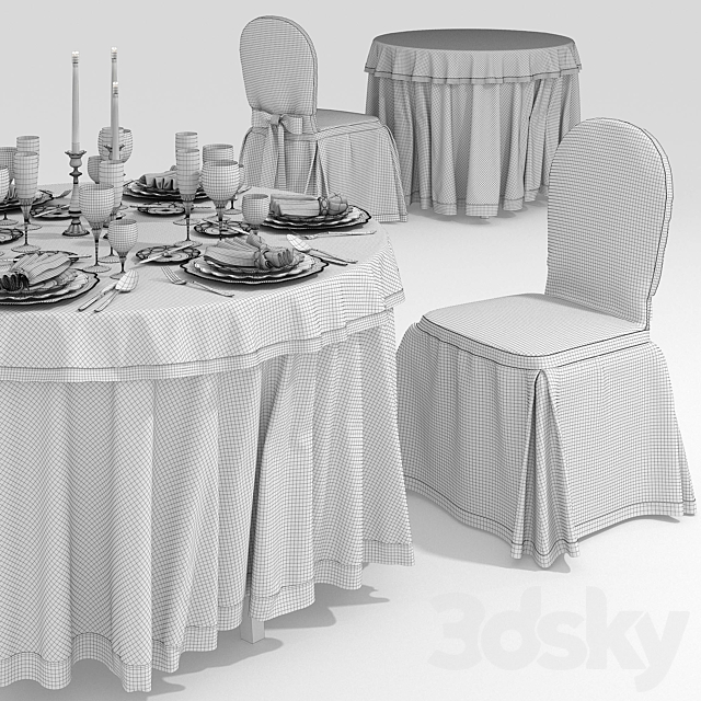 Furniture for banquet 3DS Max Model - thumbnail 3