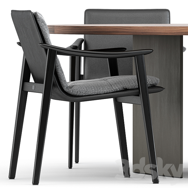 FYNN chair and LINHA DINING TABLE 2 by Minotti 3DSMax File - thumbnail 3