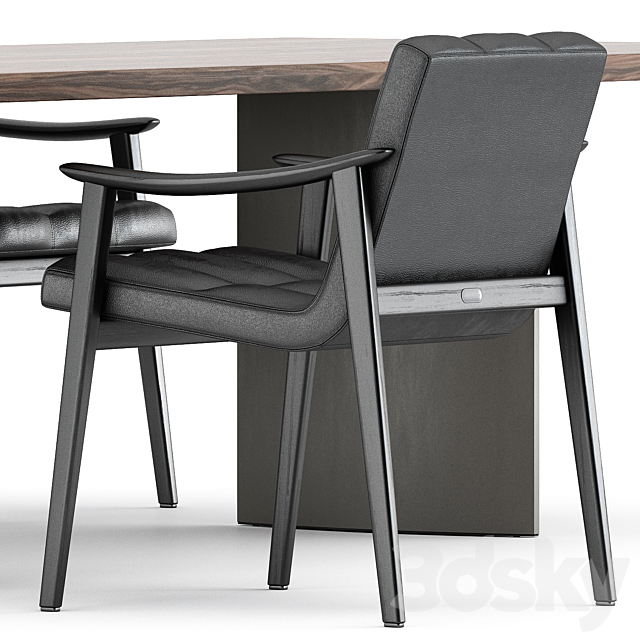 FYNN chair and LINHA DINING TABLE 4 by Minotti 3DSMax File - thumbnail 3