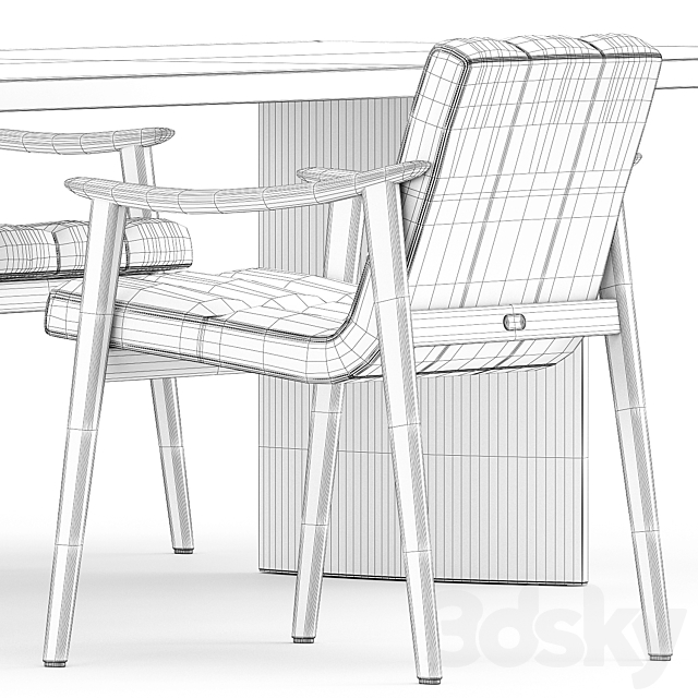 FYNN chair and LINHA DINING TABLE 4 by Minotti 3DSMax File - thumbnail 5