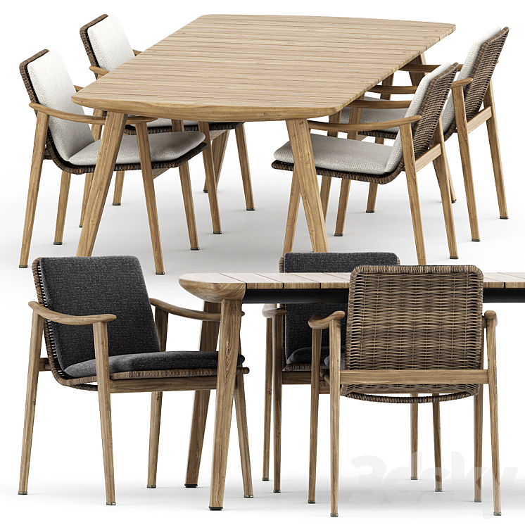 Fynn Outdoor chair and Fynn Dining Outdoor table by Minotti 3DS Max - thumbnail 1