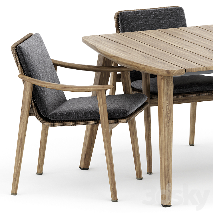 Fynn Outdoor chair and Fynn Dining Outdoor table by Minotti 3DS Max - thumbnail 2