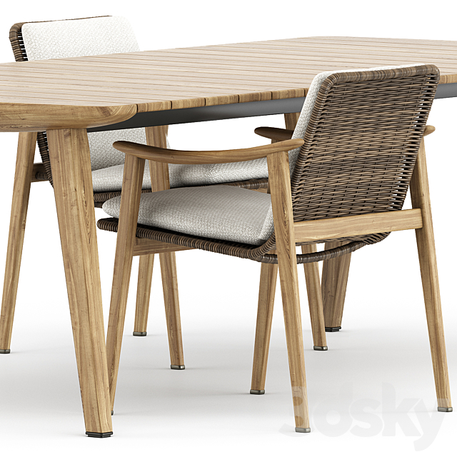 Fynn Outdoor chair and Fynn Dining Outdoor table by Minotti 3DSMax File - thumbnail 3