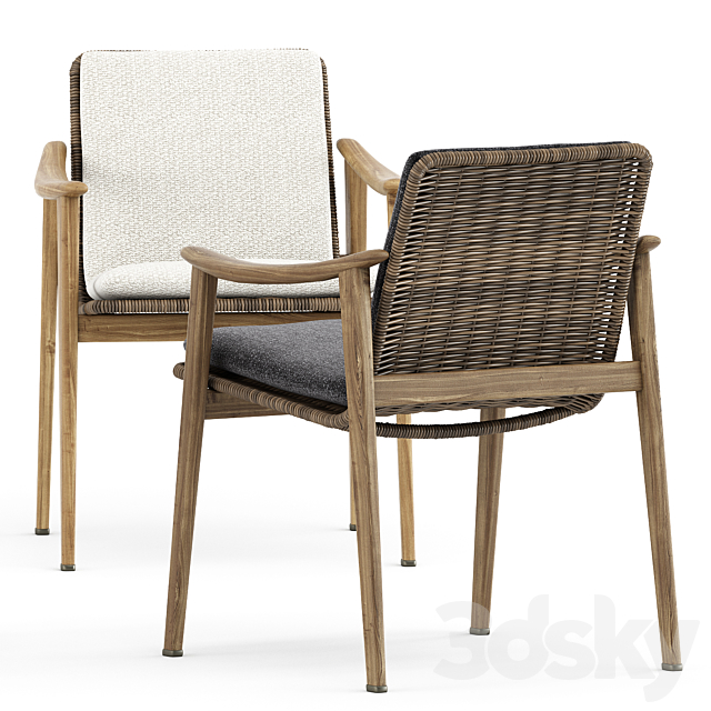 Fynn Outdoor chair and Fynn Dining Outdoor table by Minotti 3DSMax File - thumbnail 4