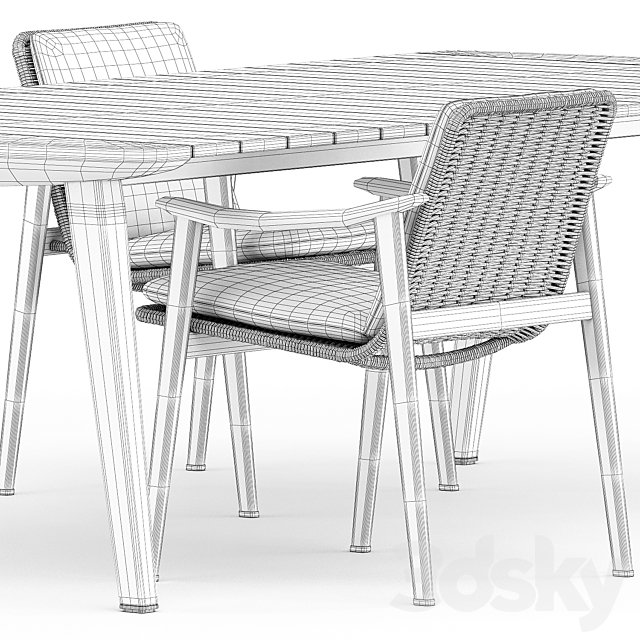 Fynn Outdoor chair and Fynn Dining Outdoor table by Minotti 3DSMax File - thumbnail 5