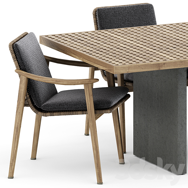 Fynn Outdoor chair and Quadrado table by Minotti 3DS Max Model - thumbnail 3